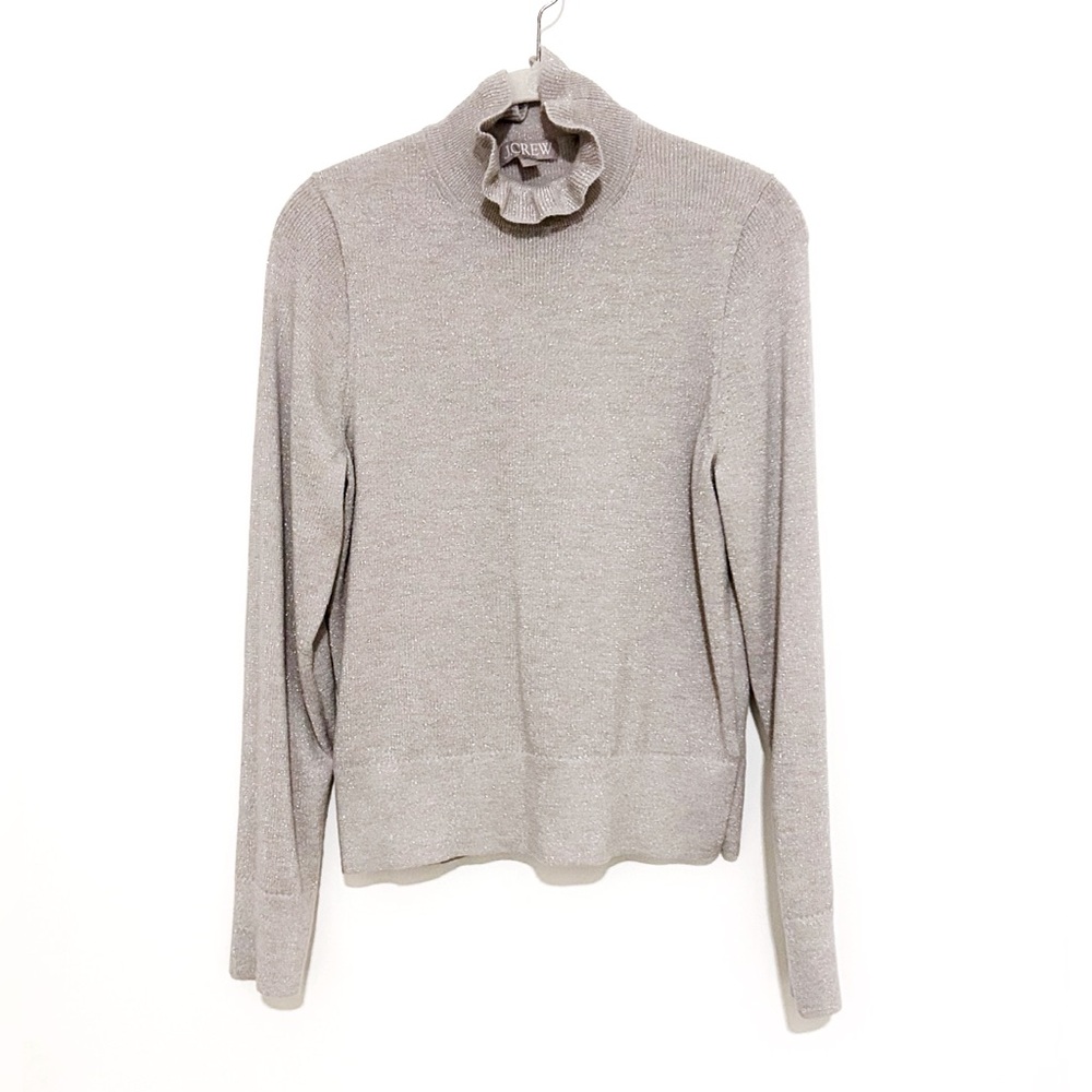 J. Crew Metallic Ruffle Neck Sweater - Picture 2 of 7